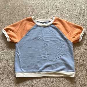 Madewell Blue and Orange Raglan Top